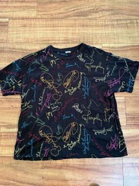 Bode signature Black Short-Sleeve Tee with Multicolor Script Print